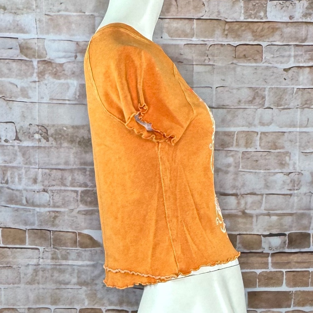 Sinful By Affliction Catherine Short Sleeve Orange Crop Top - NWT - Picture 9 of 10